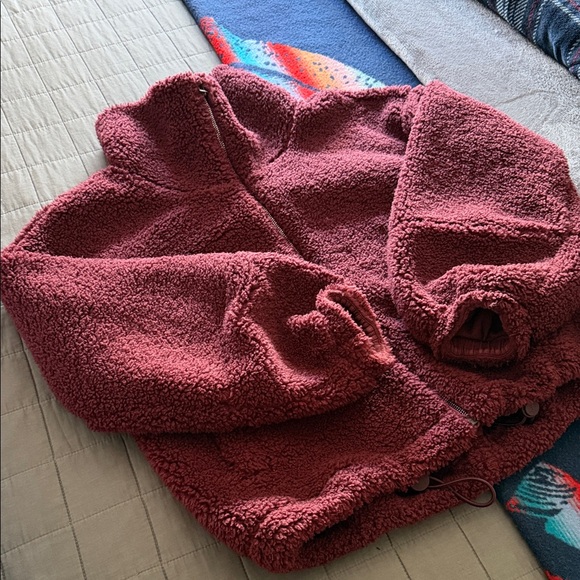 Lululemon Red Merlot Fleece Zip-Up Jacket